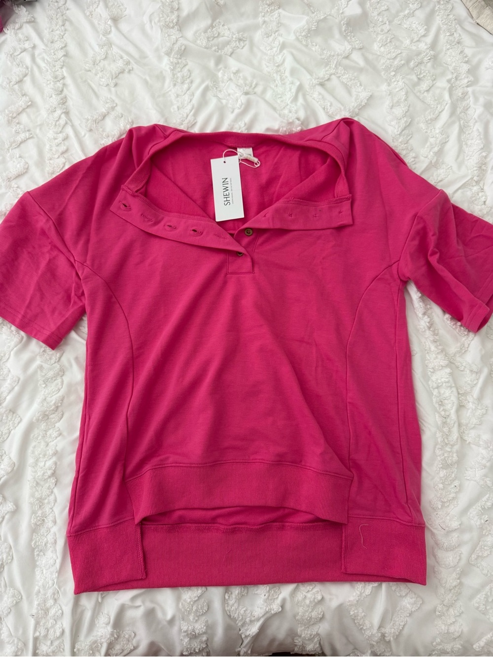 Pink Short-Sleeve Knit Top